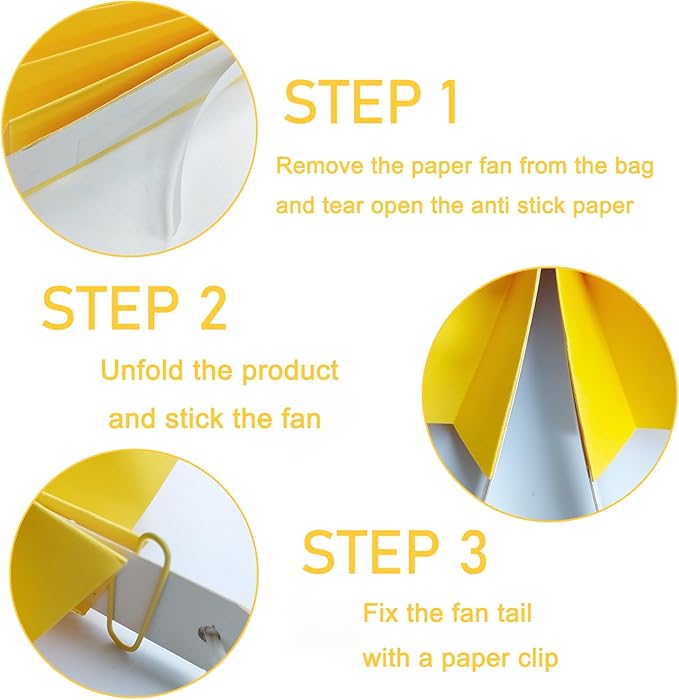 BARTHEW Yellow Birthday Decorations, DIY Yellow Paper Fans Hanging Decoration - Image 3