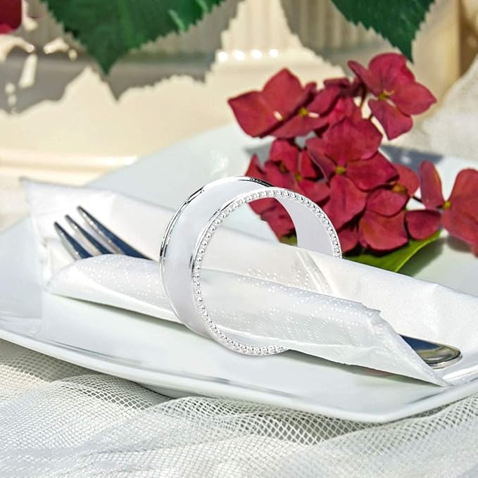 20 Pcs Stainless Steel Bead Side Napkin Rings Delicate Serviette Buckles - Image 3