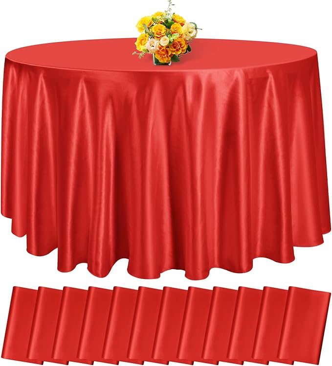 fani 12 Pack 108 Inch Red Satin Tablecloth by fani
