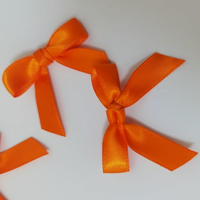 50pcs 1-1/2" Mini Orange Satin Ribbon Bows Without Twist Ties - Image 6