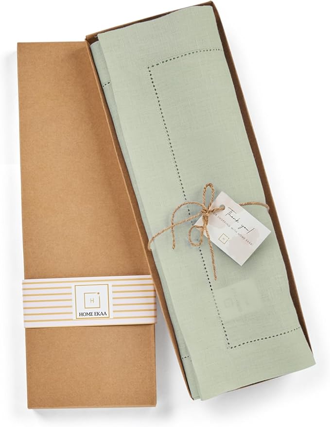 100% Pure Linen Sage Green Placemats 14 x 19 Inch - Image 3