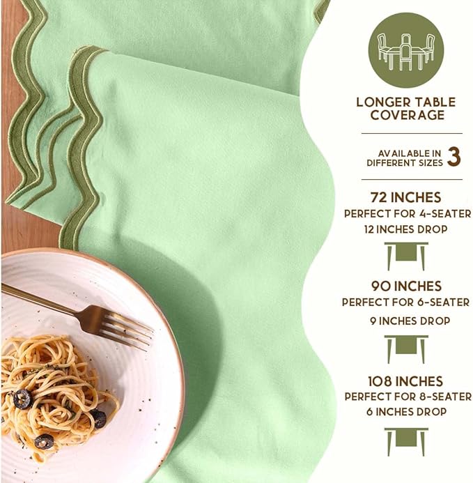 Folkulture Table Runner | Table Runners 90 inches Long | Scallop Table Runner - Image 7