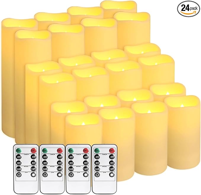 Set of 24 Flameless Led Battery Opeated Waterproof Outdoor Indoor Candles by Enpornk