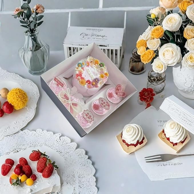 Bento Cake and Cupcake Box 4-inch Cake and 5 Cupcakes Box 10 Sets - Image 5
