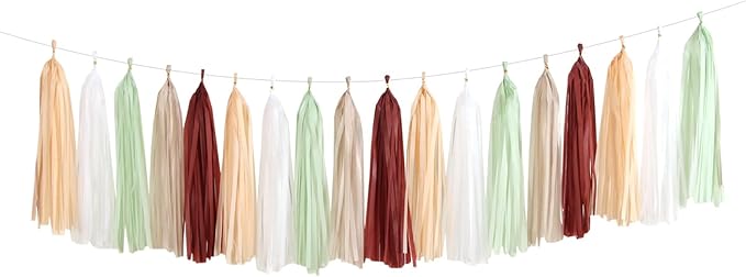 Sage-Green Burgundy Champagne-Gold Tassel-Garland by Panduola