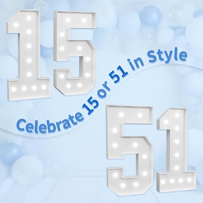 imprsv Marquee Numbers Large 51st-Birthday Decorations: 4ft Light Up Number - Image 6