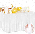 3 Pack 29 x108 Inch Macaron White Foil Fringe Table Skirts Metallic Banner by Mebiornt