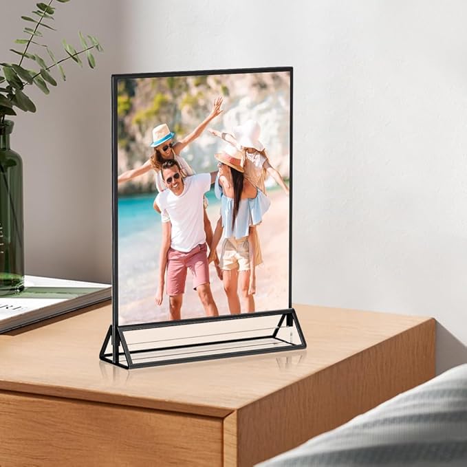 5" x 7" Black Acrylic Sign Holders, Double Sided Acrylic Black Frame Sign - Image 6