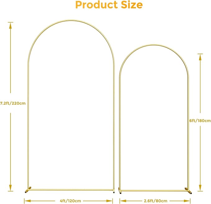 Metal Arch Backdrop Stand, 7.2FT+6FT Wedding Arch Frame, Balloon Arch Backdrop - Image 4