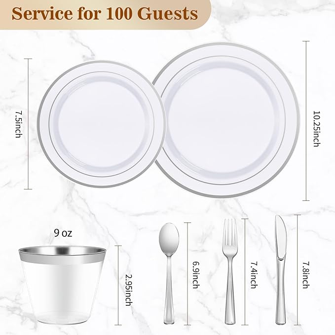 BESTVIP 600PCS Silver Dinnerware Set - Image 4