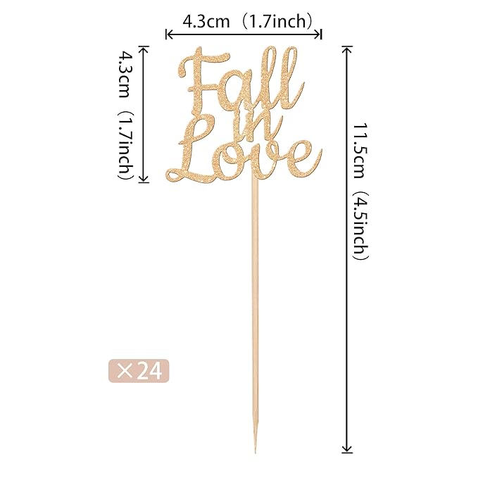 24 PCS Fall in Love Cupcake Toppers Glitter Fall Theme Bridal Shower Cupcake - Image 2