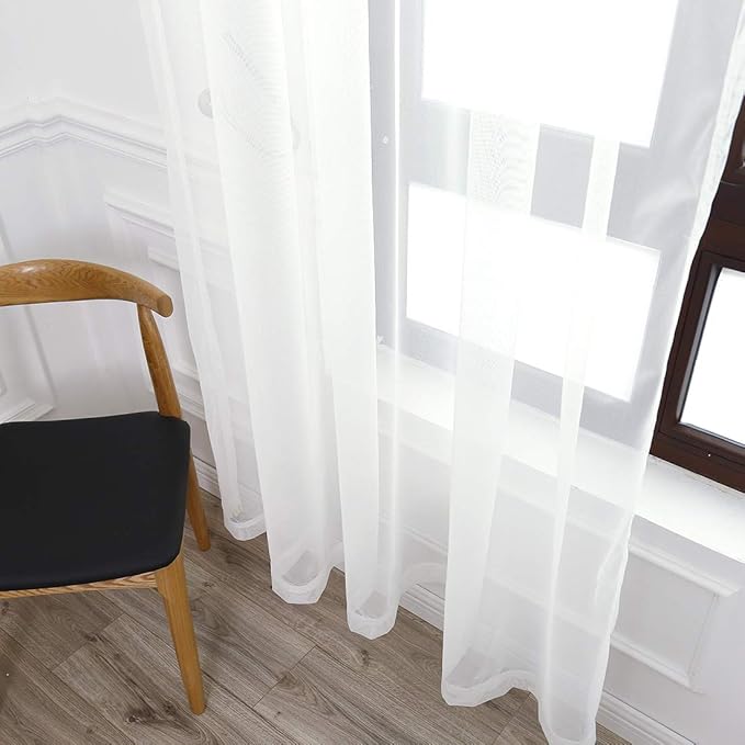 78" Vintage Sheer Voile Elegant Linen Fabric Touch Rod Pocket Tulle Backdrop - Image 2