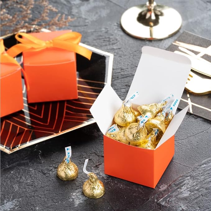 AWELL Orange Gift Candy Box Bulk 2x2x2 inches - Image 2