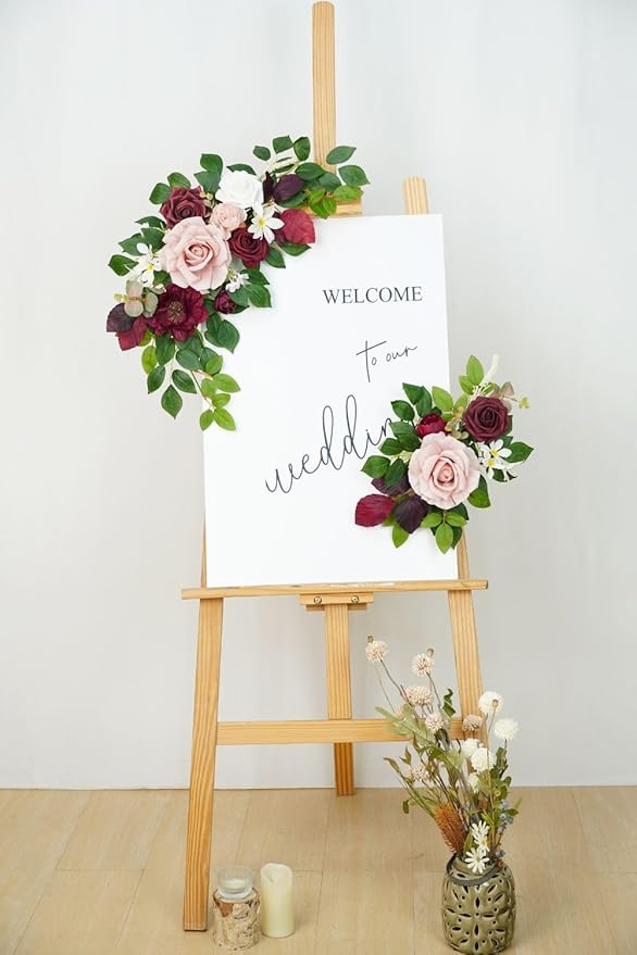 Wedding Decor Welcome Sign Flower Backdrop Garland - Image 9