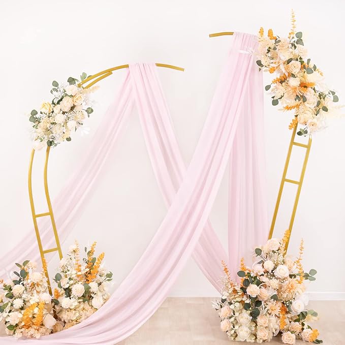 Socomi Wedding Arch Draping Fabric 1 Panel 29" x 19Ft Blush Pink Sheer Chiffon - Image 4