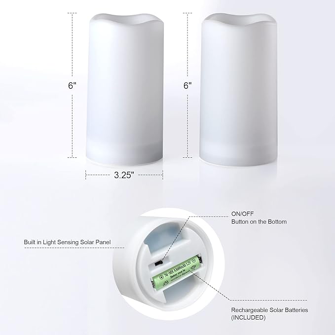 Solar flameless Candles Outdoor Waterproof, Dusk to Dawn Outdoor Lighting - Image 6