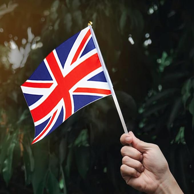 UK Flag British Flag, Small Mini Handheld UK Flags on Stick - Image 6