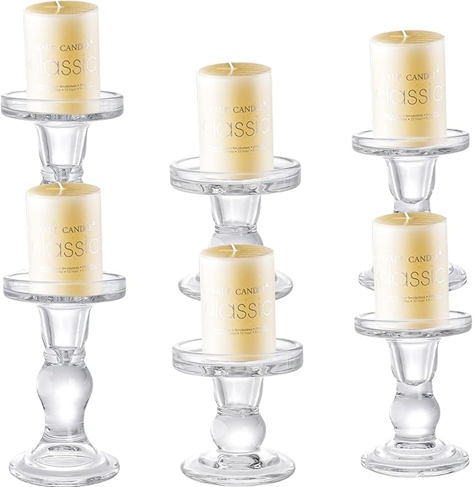 Okllen Set of 6 Glass Candle Holders, Wedding Centerpieces, Living Room by Okllen