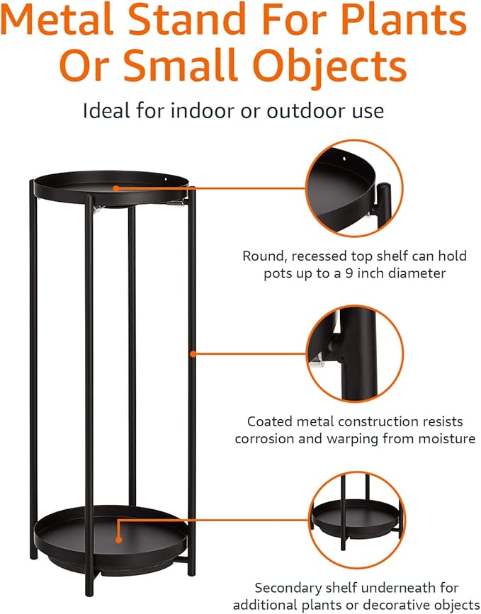 Amazon Basics Two-Tier Metal Metal Round Plant Stand - Image 4