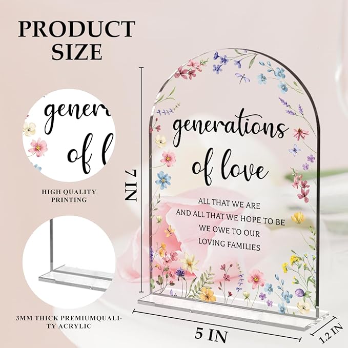 Wedding Sign，Genrations of Love Sign, Wedding Supplies 5x7 Inch, Kids Wedding - Image 2