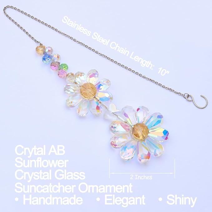 Crystal Flower Suncatcher Hanging Ornament, Rainbow Maker Window Sun Catcher - Image 2