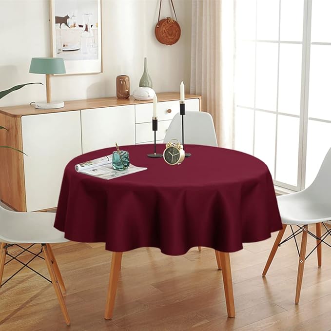 sancua 2 Pack Round Tablecloth 70 Inch Burgundy, Stain and Wrinkle Resistant - Image 9