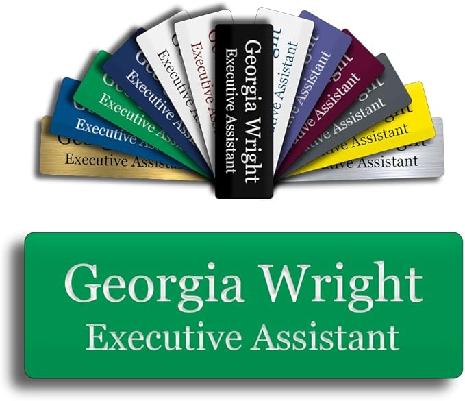 Custom Engraved Name Tag 1" x 3" Personalized Badge Magnetic or Pin Backing by GemAwards
