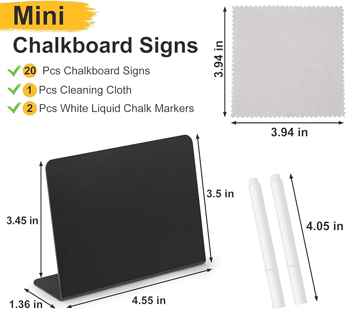 20 Pcs 4"x3" Mini Chalkboard Signs - Image 2