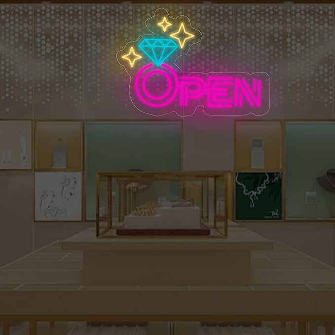 Diamond Open Indoor Neon Sign For Jewelry Store Custom Led Neon Sign Business - Image 8