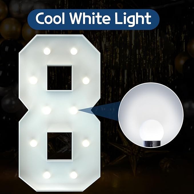 Marquee Numbers 4 Feet Tall Big Light Up Numbers 8th 18th 80th Happy Birthday - Image 2