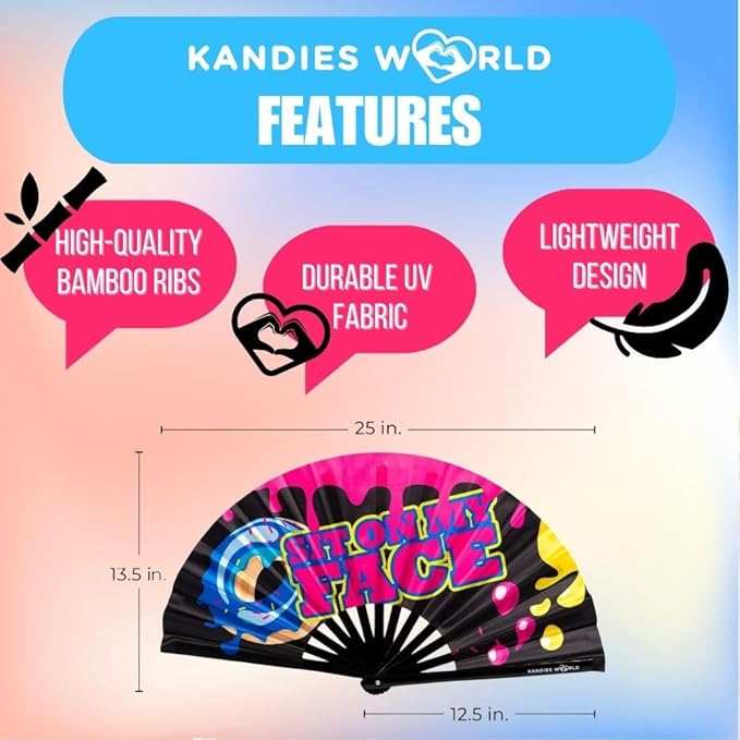 Kandies World Custom Festival Folding Hand Fan - Image 2