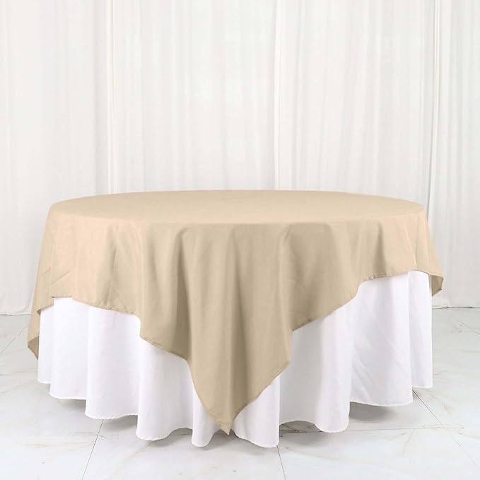 Efavormart 90" Nude Wholesale Linens Polyester Square Linen Tablecloth - Image 6