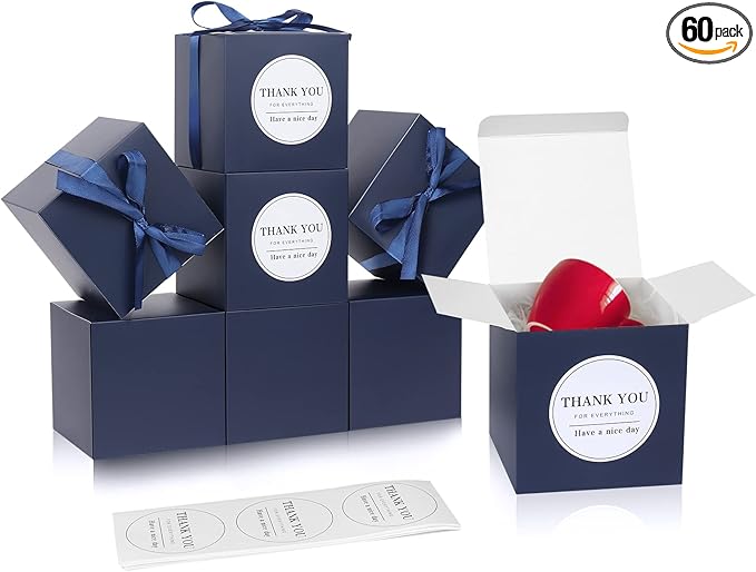 COTOPHER Small Gift Boxes 60 Pack 4x4x4 inches Navy Gift Boxes by COTOPHER