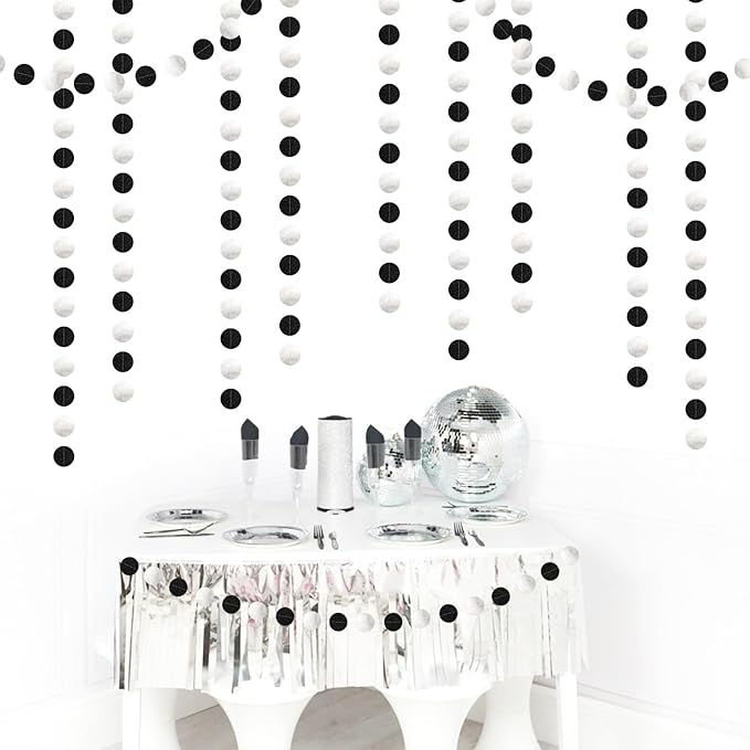 Black-Silver Birthday Graduation Party-Decorations Streamers - 52Ft Hanging - Image 4
