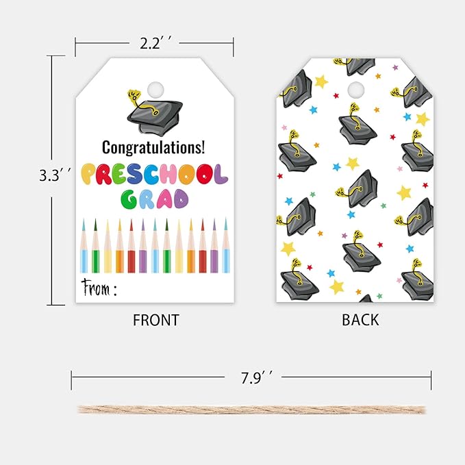 50 Pcs Pre School Graduation Gift Tags, Colorful Congratulations Gift Labels - Image 2