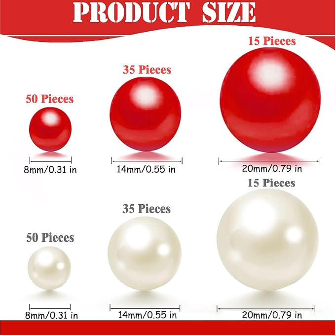 200 Pcs Vase Filler Beads White and Red Pearl Beads - Image 3