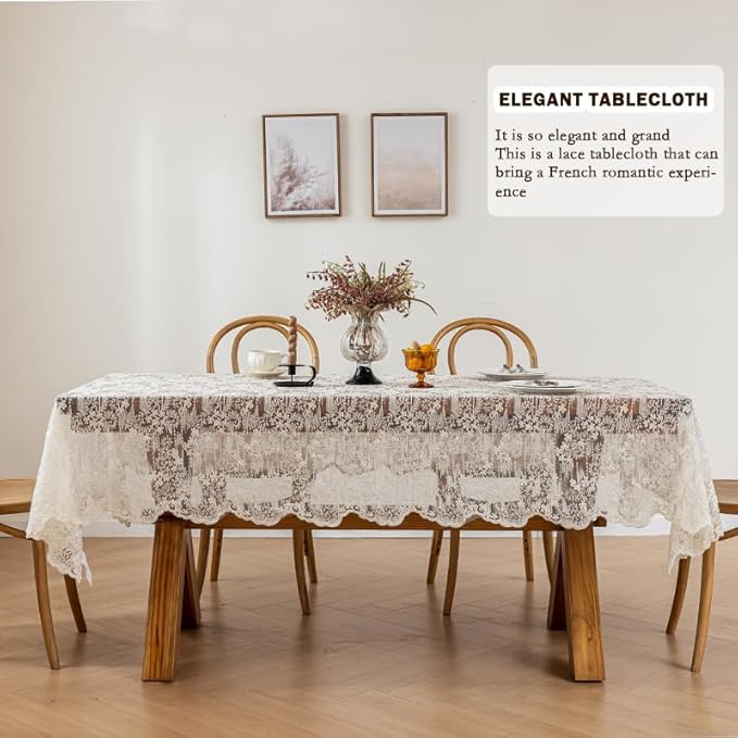 Lace Embroidered Tablecloth. Square Lace Vintage Tablecloth Dustproof Table - Image 4