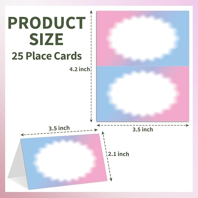25 Color Gradient Place Cards for Table Seating, Tent Cards for Birthday Bridal - Image 2