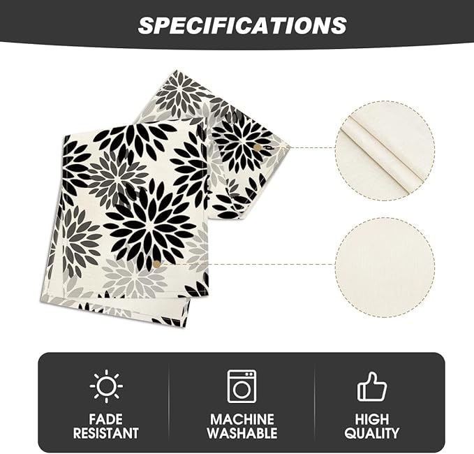 Artoid Mode Black Dahlia Floral Pinnata Halloween Table Runner, Fall Autumn - Image 5