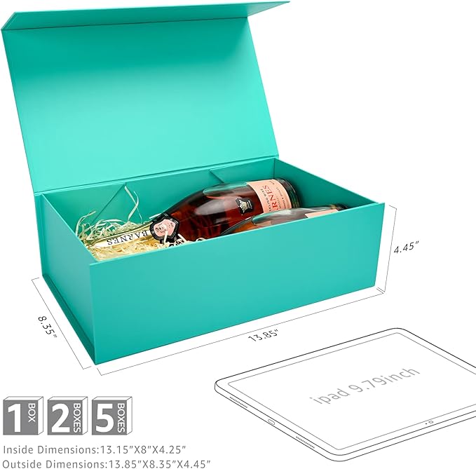LIFELUM Green Blue Gift Box 13.85 x 8.35 x 4.45 inch, 1 Pack Big Gift Box - Image 5