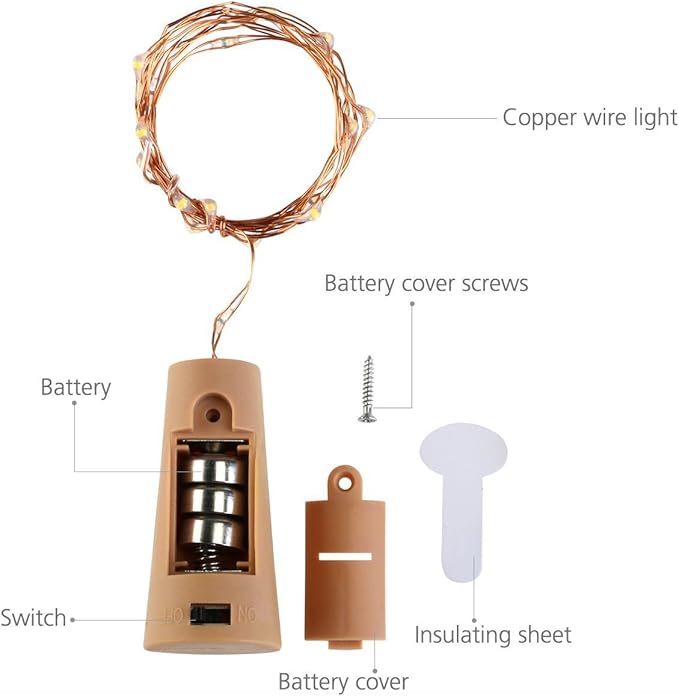 Wine Bottle Lights with Cork Switch, 15 LED 8 Pack Battery Operated Mini Fairy - Image 3