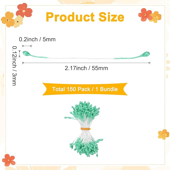 150-Pack Flower Stamens for Crafts, 5mm Double Heads Artificial Pearl Floral - Image 3