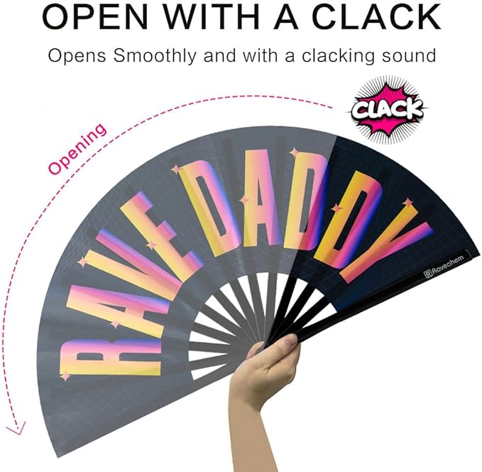 UV Glow Rave Fan, Bamboo Folding Clack Hand Fans Foldable - Image 5