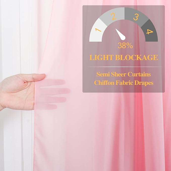DUOBAO Pink Chiffon Backdrop Curtain-2 Panels 29x96-Inch Wedding Backdrop - Image 6