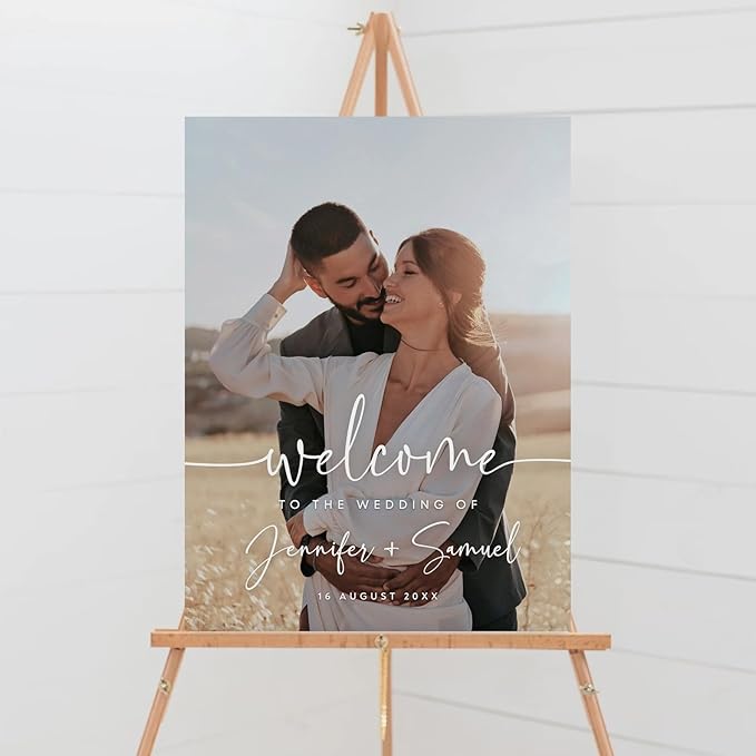 Wedding Welcome Sign, Wedding Welcome Sign Personalized, Photo Wedding Sign by CENOVACY