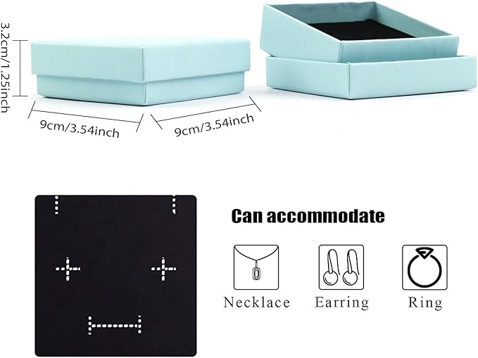 Gift Box Necklace Earring Ring Box Gift Box, 12 Pieces Square Cardboard Jewelry - Image 2