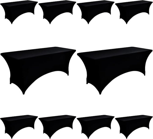 10-Pack 4ft Black Spandex Table Covers by Unknown