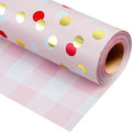 Burymento Red Gold Dots Wrapping Paper, Reversible Pink Lattice Design Gift Wrap by BurymentoisaprofessionalwrappingpaperbrandThewrappingpaperismadeofkraftpaperpearlescentmatteglossyglitterbrushedlaserandothermaterialsdouble-sidedprintingbackcuttingandotherdetailsOriginalpatternscarefullymadewrappingpaperbrand