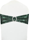 100 Pcs Chair Sashes Sequin Stretch Chair Bands Dark Green Spandex Polyester by LIZIMI