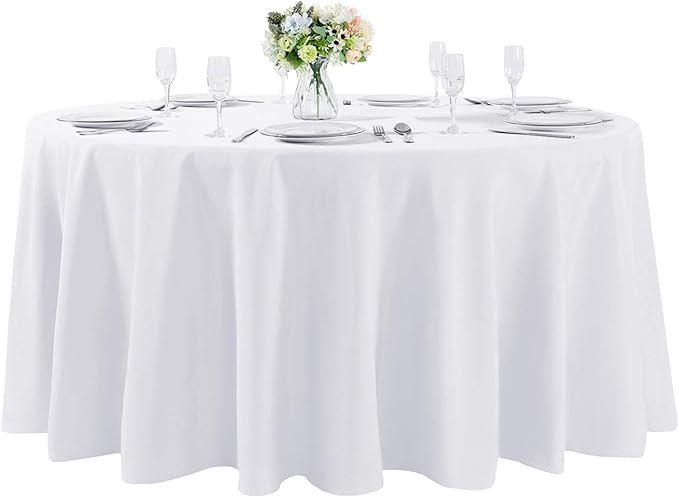 108 inch Round Tablecloth Washable Polyester Table Cloth Decorative Table Cover by Cupuamon